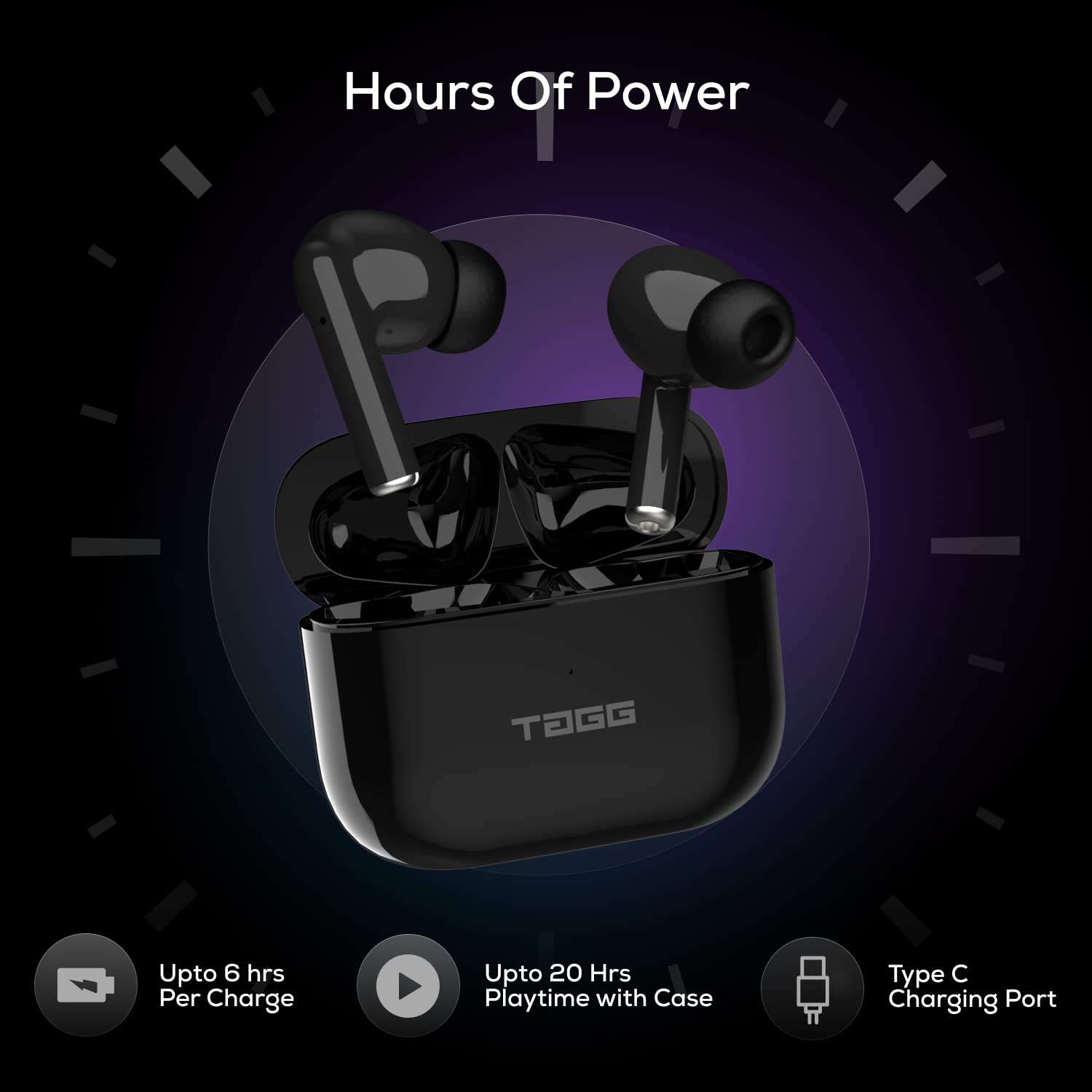 TAGG Liberty Buds Truly Wireless in Ear Earbuds with Punchy Bass and Fast Charge (Black)
