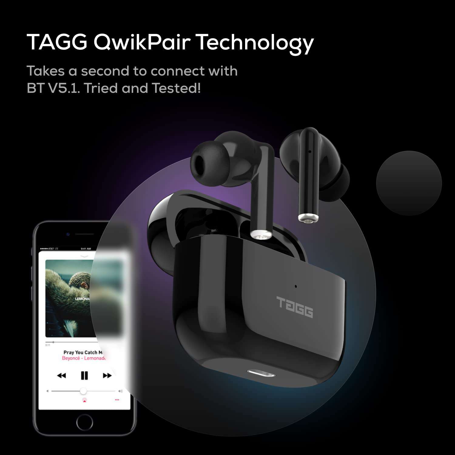 TAGG Liberty Buds Truly Wireless in Ear Earbuds with Punchy Bass and Fast Charge (Black)