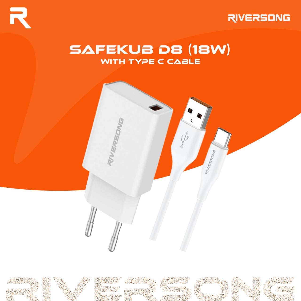 Riversong AD23-T Safekub D8 18w Adapter with Type-C Data Cable
