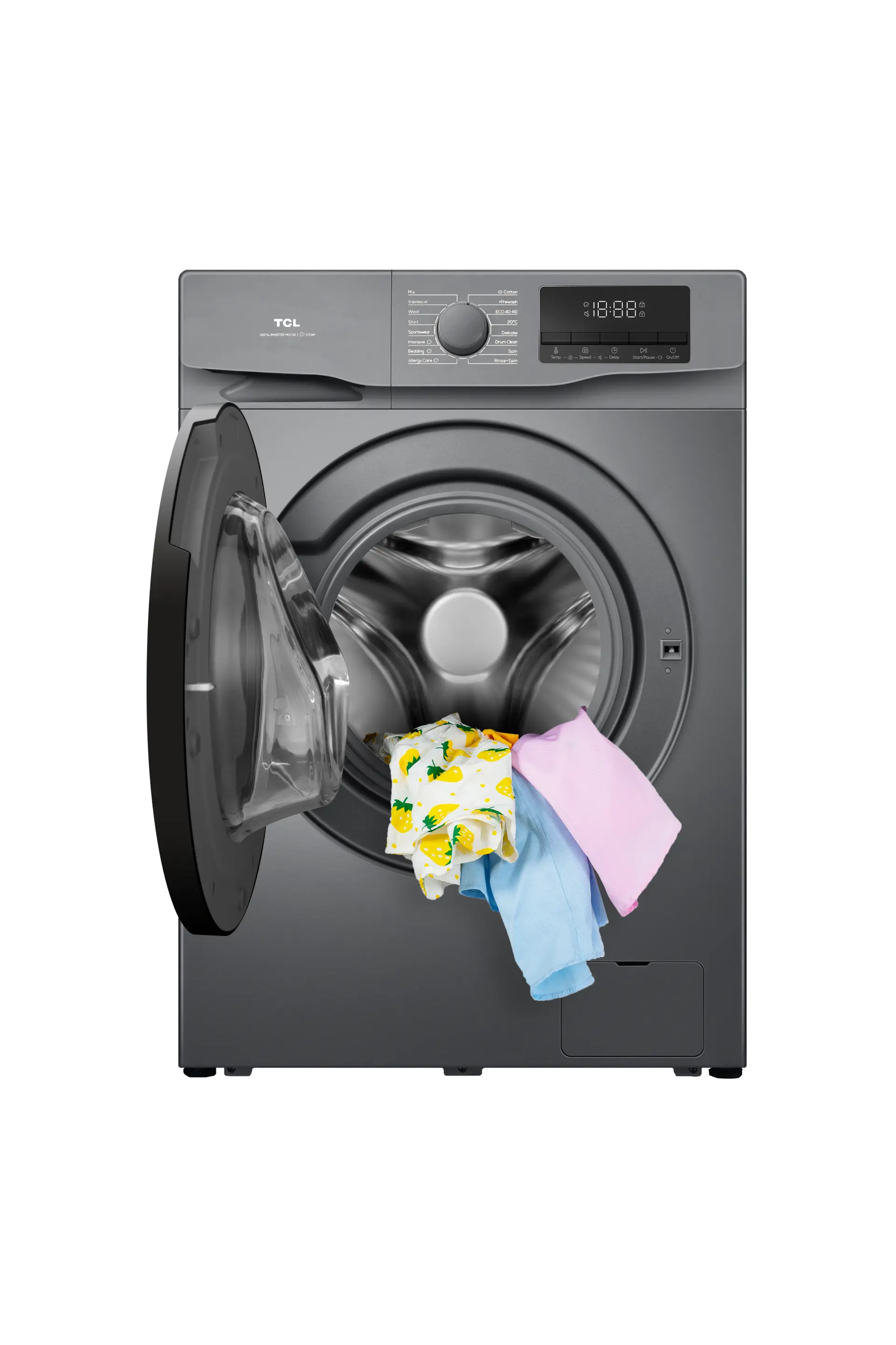 TCL 8KG Inverter Front Load Washing Machine – P608FLG | BLDC Inverter Motor | Steam Wash | Magic Flow