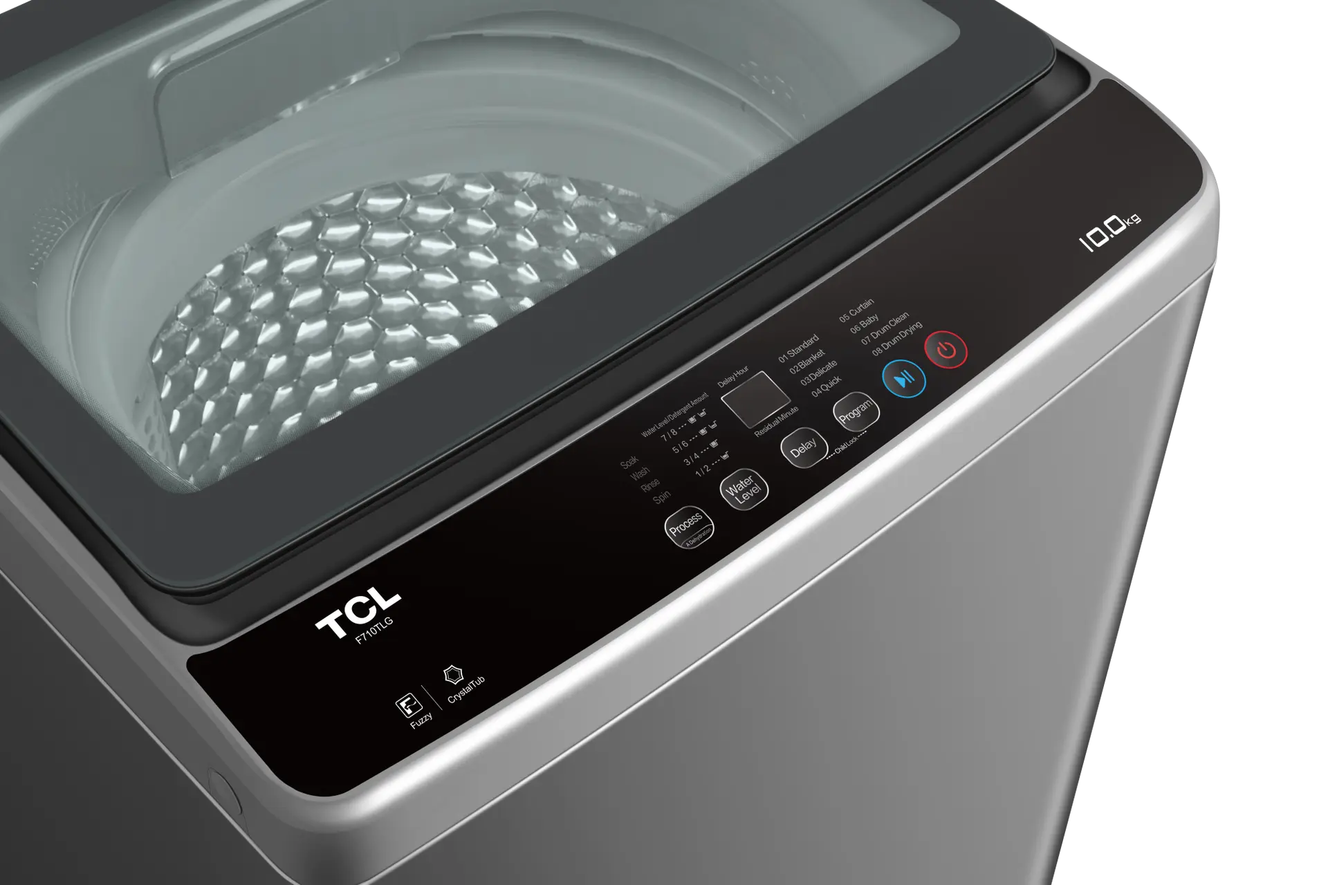 TCL 10KG Top Load Washing Machine – F710TLG | Full Glass Lid | Fuzzy Control | Magic Filter | Honeycomb Drum