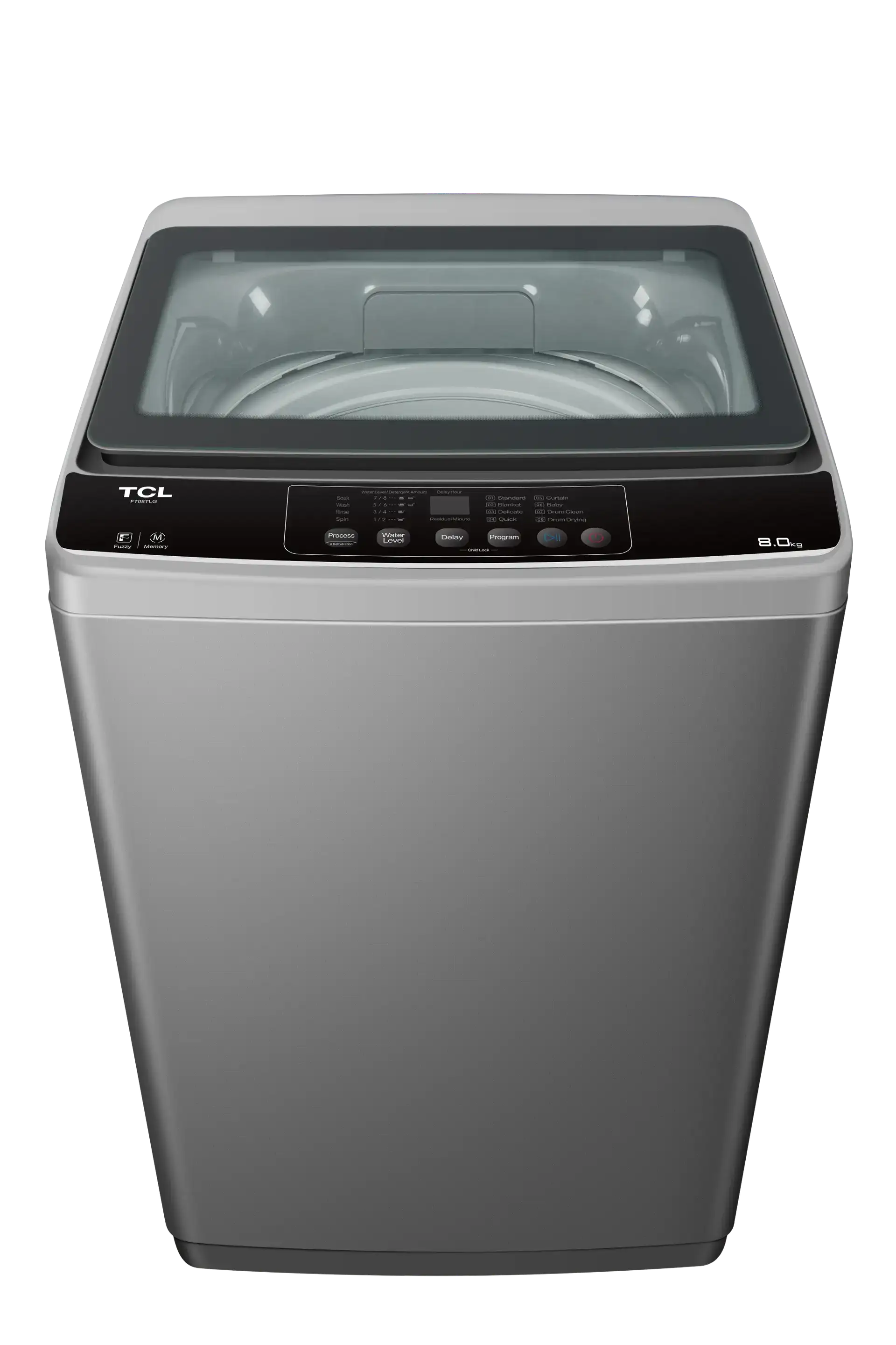 TCL 8KG Top Load Washing Machine – F708TLG | Full Glass Lid | Fuzzy Control | Magic Filter | Honeycomb Drum